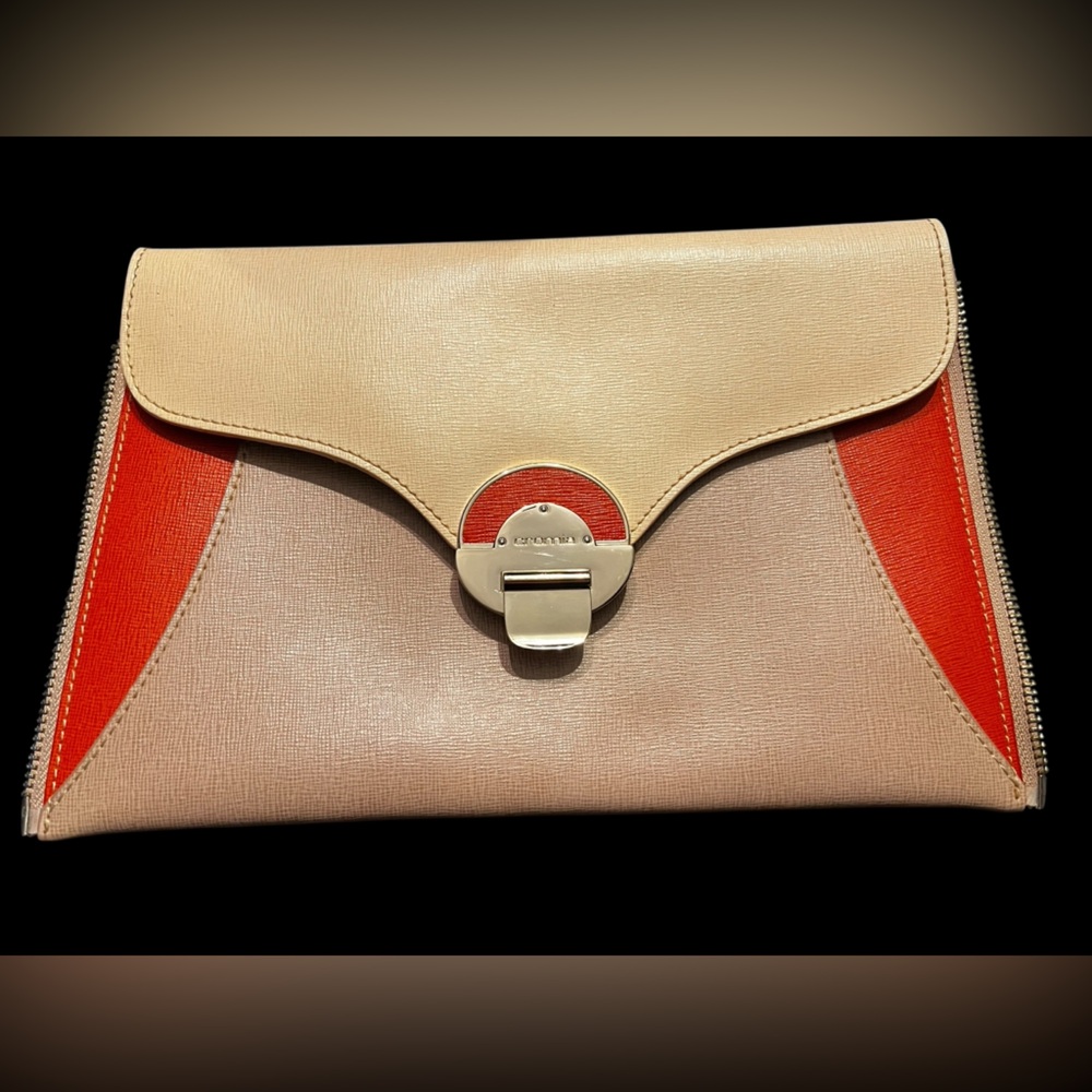 Cromia Italy Tricolor Grain Leather Envelope Clutch #luxuryhandbag